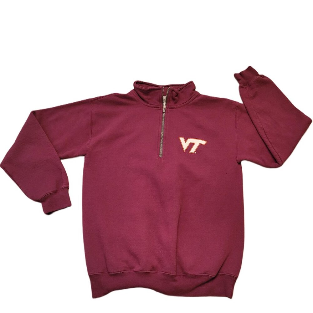Virginia Tech Hokies Quarter Zip Sweatshirt Men’s SM Gildan Heavy Blend Maroon